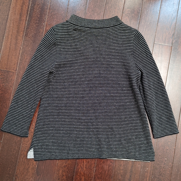 LOFT striped Mock Neck Notched Hem Knit Sweater - Picture 5 of 5